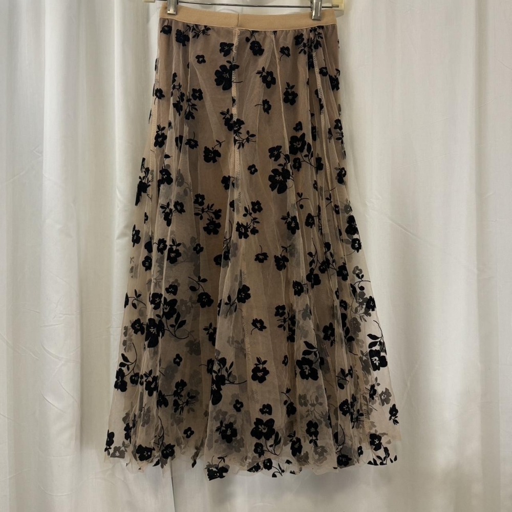 Elegant Black Floral Women's Skirt